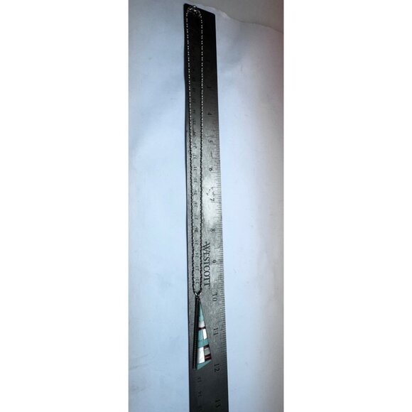 Vintage Sterling Silver 925 Inlay Pendant Necklace Turquoise MOP 20” Estate - Picture 9 of 12